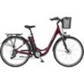 E-Bike TELEFUNKEN "Multitalent RC822" E-Bikes Gr. 48 cm, 28 Zoll (71,12 cm), rot (weinrot) City Elektrofahrrad, Damen Herren, 28 Zoll, 36 V 374 Wh Akku, Pedelec