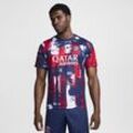 Paris Saint-Germain Academy Pro Home Nike Dri-FIT Pre-Match Kurzarm-Fußballoberteil (Herren) - Blau