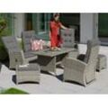 Garten-Essgruppe KONIFERA "Monaco" Sitzmöbel-Sets grau Gartenmöbel-Set Outdoor Möbel Polyrattan, Aluminium, Rückenlehne verstellbar, Grau