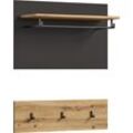 Garderobenpaneel INOSIGN "Rehat, Breite 80cm, 2 tlg., 3 Haken, mit Hutablage", grau (basalt grau, artisan nachbildung), B:80cm H:73cm T:27cm, Spanplatte, Garderobenpaneele, Wandgarderobe, Paneel