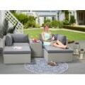 Gartenlounge-Set KONIFERA "Dallas" Sitzmöbel-Sets Gr. B/T: 228,5 cm x 134 cm, Polyester, beige (beige, grau, grau) Gartenmöbel-Set Outdoor Möbel Balkonset, Loungeset, verschiedene Stellmöglichkeiten Bestseller