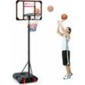 Basketballkorb Outdoor, Basketballständer tragbar mit Rollen, 155-210 cm höhenverstellbar, Basketball Korb befüllbar mit Wasser/Sand, transportable