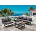 Gartenlounge-Set DESTINY "MANHATTAN" Sitzmöbel-Sets Gr. Polyester, Loungegruppe-Sitzgruppe-Multifunktions-Set, grau (dunkelgrau, dunkelgrau, dunkelgrau) Outdoor Möbel Aluminium, Textilene, 1 Hocker Tisch 70x70x30 cm, inkl. Auflagen Bestseller