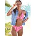 Bügel-Bikini-Top VIVANCE "Leni" Gr. 40, Cup E, weiß (neonpink, weiß) Damen Bikini-Oberteile mit gelaserter Wellenkante