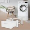 Waschmaschinen Untergestell mit Schublade, 63x54 cm, Weiß, aus Stahl, bis 150kg, Waschmaschinen-Unterschrank, Stabiler Waschmaschinensockel, 31cm