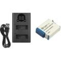 Akku + 2-fach Ladegerät usb-c für GoPro Hero 12 Black AHDBT-901+ SPBL1B CHDFB-111 CHDHX-101 CHDHX-901 / Ladestation mit Micro-USB Kabel