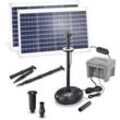 Solar led Teichpumpe mit Filter 70/2800 für außen set Sprinklerpumpe 2800l/h LiFePo4 Akku Erdspieß Solarmodule 70W Solarbrunnen für Gartenteich