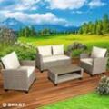 Gartenmöbel Set Delight Braun/Grau bis zu 4 Personen inkl. extra Dicke Kissen tüv geprüft Outdoor Loungemöbel Sitzgruppe Essgruppe Garnitur - Brast