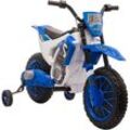 Kinder Elektro-Motorrad Kindermotorrad 12V Kinderfahrzeug Elektrofahrzeug mit 2 abnehmbaren Stützrädern für Kinder ab 3 Jahre pp Metall Blau+Weiß