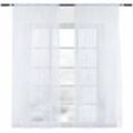 Woltu - Vorhänge mit Kräuselband Stores Gardinen Weiß kurz transparent 140x175cm (BxH), 2er Set Gardinen Fensterschals Voile für Wohnzimmer