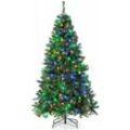 Costway - 210cm Künstlicher Weihnachtsbaum, Beleuchteter Tannenbaum mit farbigen LEDs & Metallstaender, Klappbarer Kunstbaum Beleuchtung, Christbaum