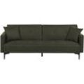 Beliani - 3-Sitzer Schlafsofa Dunkelgrün Stoffbezug Gesteppt mit Schwarzen Metallbeinen 2 Kissen Retro Klappsofa Wohnzimmer Sofa mit Schlaffunktion