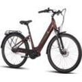 E-Bike SAXONETTE "SAXONETTE Deluxe Plus" E-Bikes Gr. 45 cm, 28 Zoll (71,12 cm), rot (bordeau) E-Bikes Pedelec, Elektrofahrrad für Damen u. Herren, Cityrad