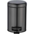 Kosmetik Treteimer Leman Metallic-Schwarz 3 l, Edelstahl, Schwarz, Edelstahl rostfrei schwarz, Polypropylen schwarz - schwarz - Wenko