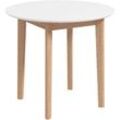 Esstisch Küchentisch Runder Tisch, Skandi-Design, 75 cm x 75 cm x 76 cm, Weiß + Natur - Weiß