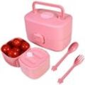 Lunchbox Lunchbox Bentobox für Kinder Löffelgabel Lunchbehälter 3-integrierte 860ml Nachhaltige Brotdose mit Fächern Lebensmittel-safe Materialien