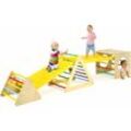 Costway - 5 in 1 Kinder Kletterdreieck mit 2 Rutschen, Montessori Indoor Klettergerüst Set aus Holz, Kletterspielzeug mit Kletterrampen &