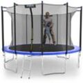 KINETIC SPORTS Trampolin Outdoor SALTO - Kindertrampolin Gartentrampolin Set mit Leiter, Netz, Randpolster, USA Sprungtuch Blau ø 366 cm