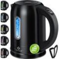 1.7 Liter Edelstahl Wasserkocher 2200W Temperaturwahl Warmhaltefunktion Schwarz - Schwarz - Kesser