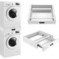 Verbindungsrahmen für Waschmaschine/Trockner mit Schublade [en.casa] Weiß