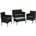 Lounge Set 4tlg. Polyrattan schwarz - Stilista