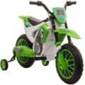 Kinder Elektro-Motorrad Kindermotorrad 12V Kinderfahrzeug Elektrofahrzeug mit 2 abnehmbaren Stützrädern für Kinder ab 3 Jahre pp Metall Grün+Weiß