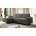 Ecksofa SAIGON Cord Anthrazit Grau mit Bettfunktion & Bettkasten Ottomane links