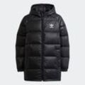 Trainingsjacke ADIDAS ORIGINALS "ADICOLOR ELONGATED PUFFER" Gr. 140, schwarz-weiß (black, white) Kinder Jacken Westen