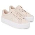 Plateausneaker CALVIN KLEIN JEANS "BOLD VULC FLATF LOW MIX ML MTR" Gr. 42, rosa (rose, weiß) Damen Schuhe mit weichem Schaftrand, Freizeitschuh, Halbschuh, Schnürschuh