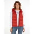 Steppweste TOMMY HILFIGER "LW PADDED GLOBAL STRIPE VEST" Gr. S (36), rot (terra red) Damen Westen mit Elastic-Band