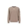 Sweater ALPHA INDUSTRIES "Alpha Industries Men - Sweatshirts Organics EMB Sweater" Gr. L, braun (organic brown) Herren Sweatshirts