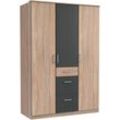 Kleiderschrank WIMEX "Click", grau (struktureichefarben hell, graphitfarben), B:135cm H:199cm T:58cm, Schränke, Drehtürenschrank Kleiderschrank, ohne Spiegel