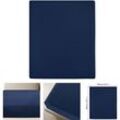 The Living Store - Spannbettlaken Jersey Marineblau 140x200 cm Baumwolle - Bettlaken - Blau