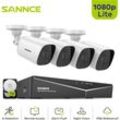 Sannce 1080p Videoüberwachungs-Kit 4 Kamera 8ch Dvr 24/7 Aufnahme Überwachungskit 1tb