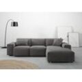 Ecksofa ANDAS "Glimminge L-Form auch in Breitcord, Feincord + Easy care-Bezug", grau (dunkelgrau), B:264cm H:71cm T:191cm, 12% Polyaxryl, 88% Polyester, Sofas, Breite 264, Zierkissen