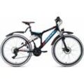 Mountainbike KS CYCLING "Zodiac" Gr. 48, schwarz (schwarz, schwarz), Fahrräder, 48cm, 26 Zoll (66,04cm), für Damen und Herren, Kettenschaltung