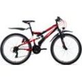 Mountainbike KS CYCLING "Topeka" Gr. 48, schwarz (schwarz, rot, schwarz), Fahrräder, 48cm, 26 Zoll (66,04cm), für Damen und Herren, Kettenschaltung