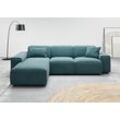 Ecksofa ANDAS "Glimminge L-Form auch in Breitcord, Feincord + Easy care-Bezug" Sofas Gr. B/H/T: 264cm x 71cm x 191cm, Cord, Ottomane rechts, blau (petrol) Breite 264, Zierkissen