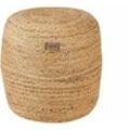 Pouf Sandbeige aus Jute rund ⌀ 46 cm Boho Stil Indoor Sitzpouf für Wohnzimmer Schlafzimmer Flur Diele Garderobe