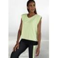 LASCANA ACTIVE 2-in-1-Shirt '-Sportshirt' matcha Gr. XS (32/34) für Damen. Rundhals und Logodruck. Bequem