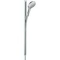 Brausegarnitur HANSGROHE "Raindance Select S", silber (chrom), Messing, Brausegarnituren, 15cm, mit Duschstange 90cm, chrom