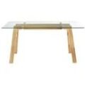 Designer-Esstisch mit transparenter Glasplatte und Holz L160 cm BACCO