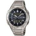 Funkchronograph CASIO FUNK "WVA-M650TD-1AER" Armbanduhren silberfarben (titansilberfarben) Herren Solaruhr, Armbanduhr, Herren, digital, Stoppfunktion