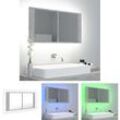 LED-Bad-Spiegelschrank Betongrau 90x12x45 cm Acryl - Badezimmerwaschtische - Grau - The Living Store