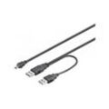 USB-Kabel Y-Kabel Mini b USB2.0 - 2x USB2.0 St/St 0,60m sw (93587) - Goobay