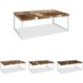 The Living Store Couchtisch Teak Harz 110 x 60 x 40 cm - Couchtische - Weiß