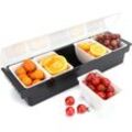 Gojoy - Food & Condiment Dispenser mit Deckel, Plastic Bar Garnish Station Dispenser Tray zum Servieren von Taco/Eis/Obst/Salat Bar (5 Compartment)