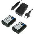 Trade-Shop Set: 2x akku 1900mAh + ladegerät für Nikon D500 D600 D610 D750 D850 D7000 D7100 D7200 D7500 D800 D800E D810 D810A D8000 mit Infochip