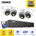 Annke - 5MP Videoüberwachungsset nvr 4 Kameras Intelligentes Doppellicht Bewegungserkennung app/pc Fernbedienung 1 tb