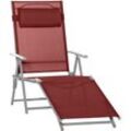 Outsunny - Sonnenliege Strandliege Gartenliege Relaxliege klappbar mit Kissen Strand Metall+Stoff Weinrot 137 x 63,5 x 100,5 cm